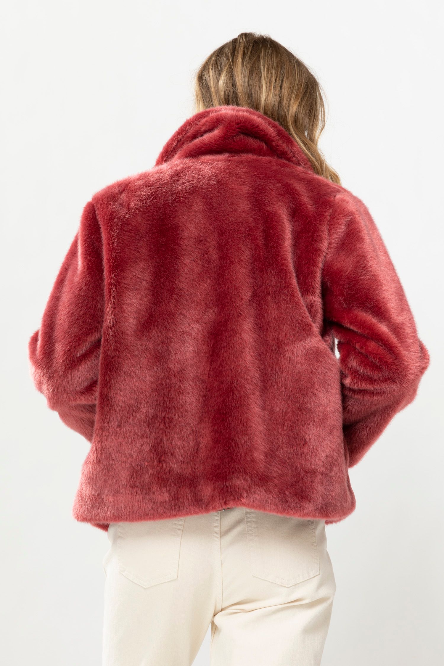 Fake fur jacke rot Clearance